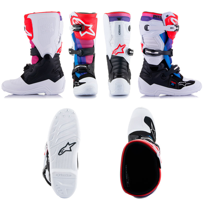 bottes youth alpinestars tech 7s 2024 rouge blanc motocross