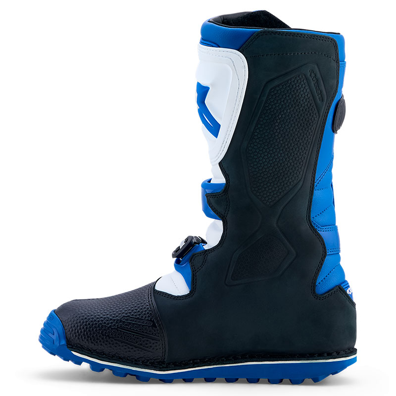 botttes tech t moto alpiestar  bleu noir blanc profil