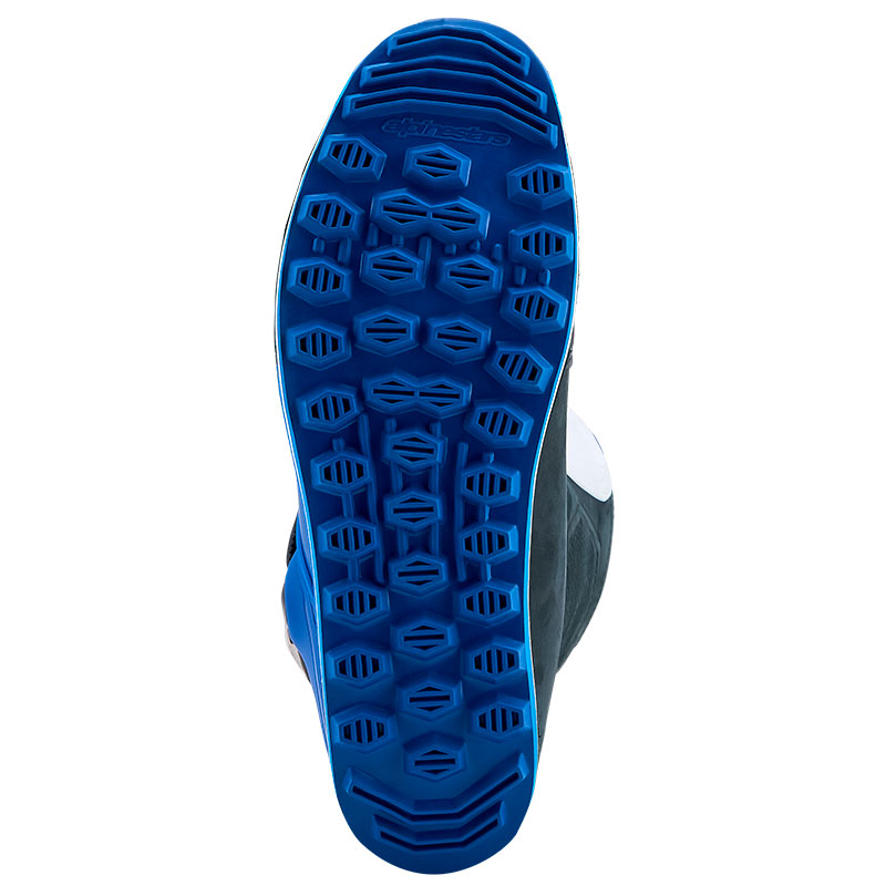 botttes tech t moto alpiestar  bleu noir blanc semelle