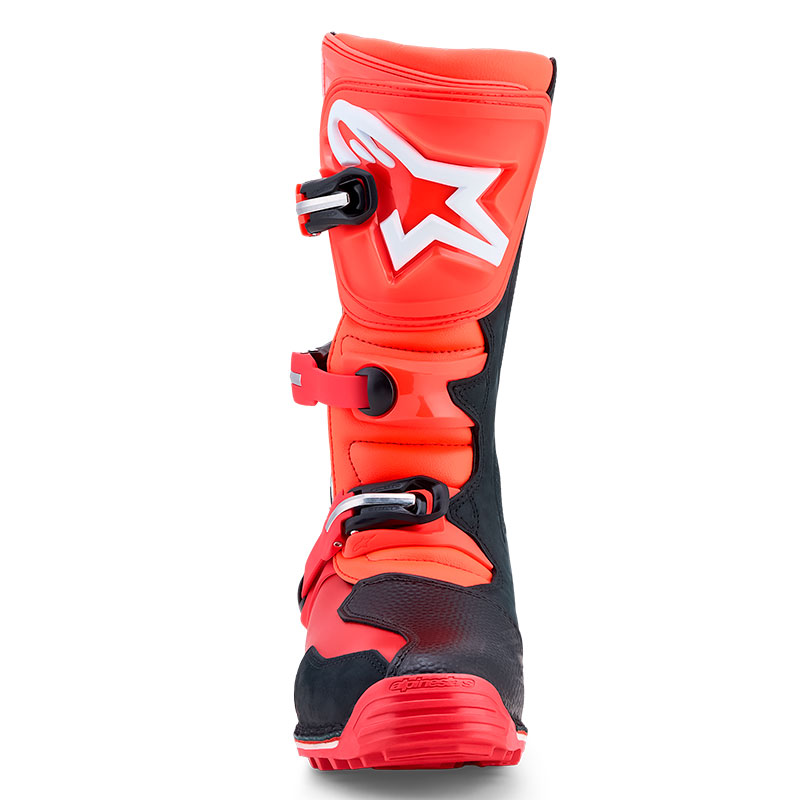 botttes tech t moto alpiestar  rouge orange noir blancl face