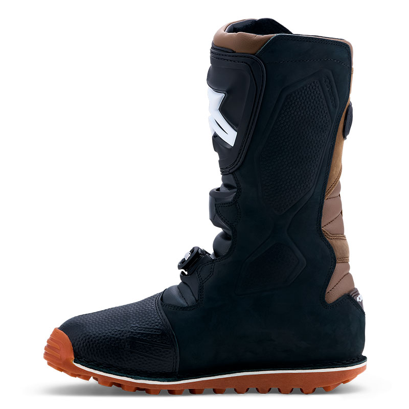 botttes tech t moto alpiestar marron noir camel profil