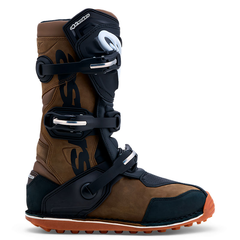 botttes tech t moto alpiestar marron noir camel profil2