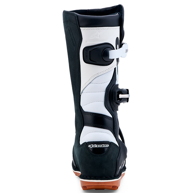 botttes tech t moto alpiestar noir blanc camel dos