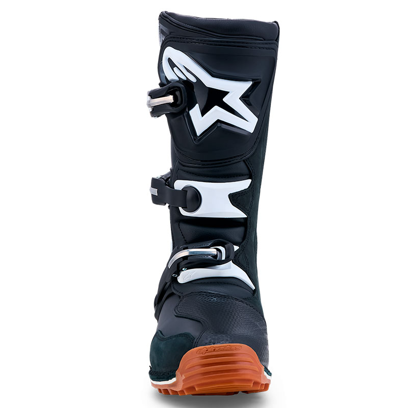 botttes tech t moto alpiestar noir blanc camel face