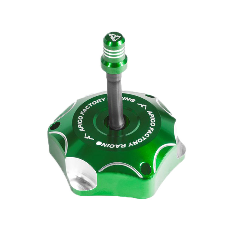 bouchon de reservoir essence anodisee apico motocross enduro vert