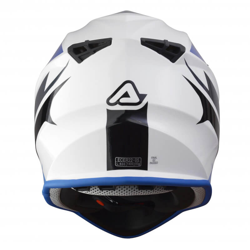 casque acerbis linear blanc bleu 2021 motocross