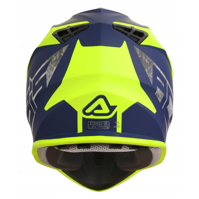 casque acerbis linear jaune fluo bleu 2021 motocross