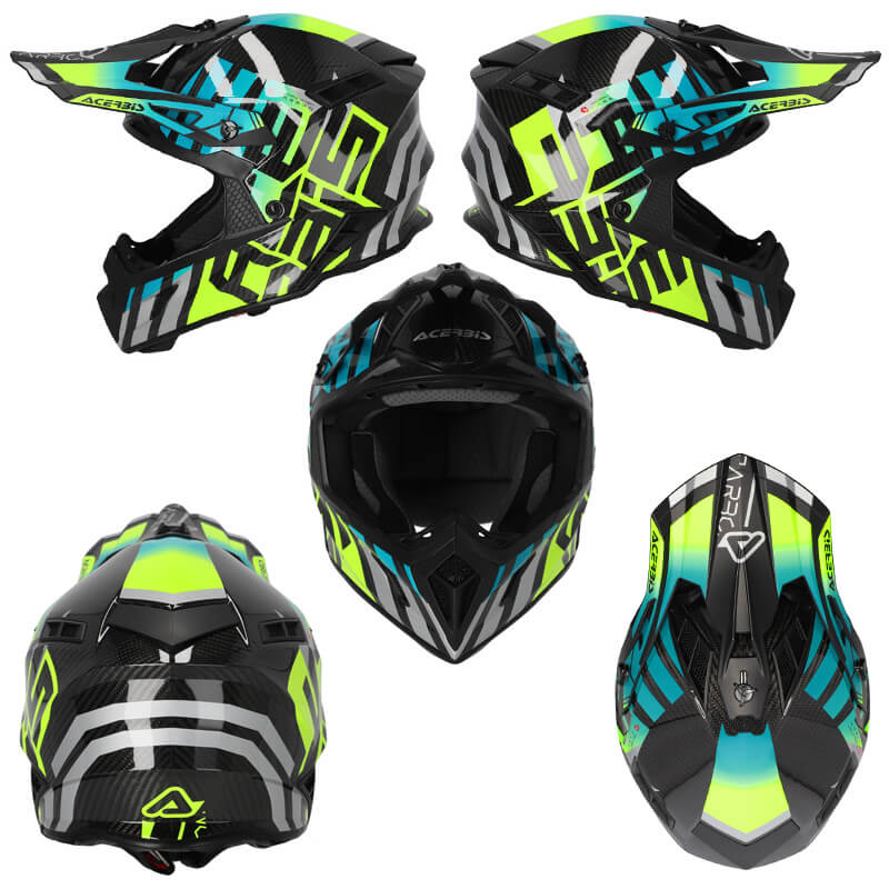 casque acerbis steel carbon turquoise jaune fluo 2024 enduro