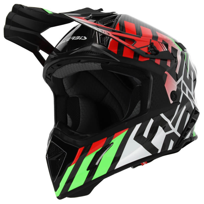 casque acerbis steel carbon vert rouge 2024 cross