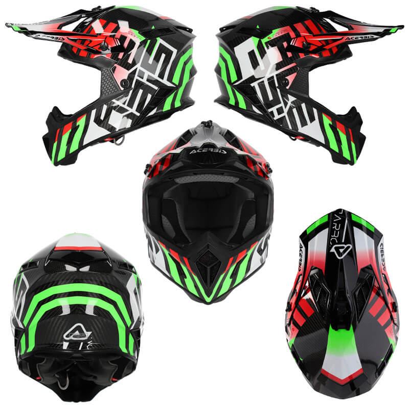 casque acerbis steel carbon vert rouge 2024 enduro