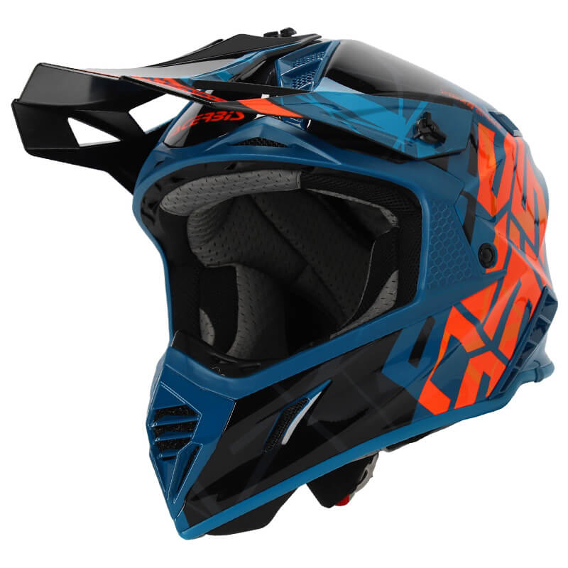 casque acerbis x track brillant bleu orange 2024 cross