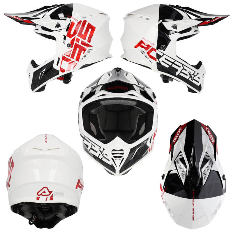 casque acerbis x track brillant noir blanc 2024 motocross