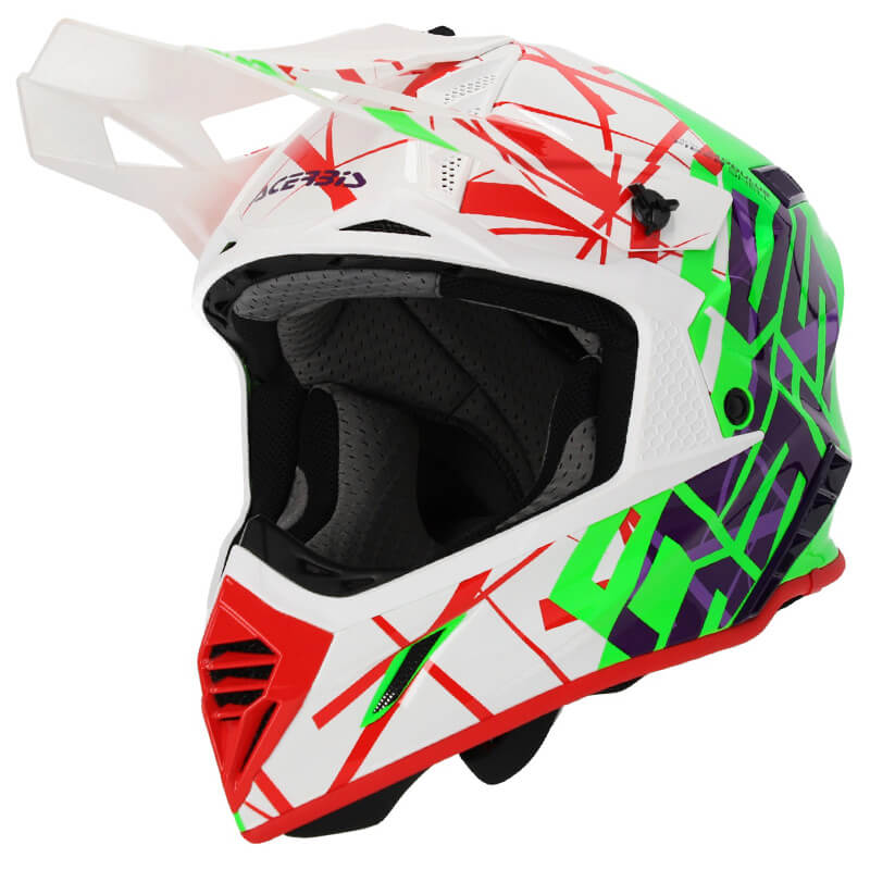 casque acerbis x track brillant vert blanc 2024 cross