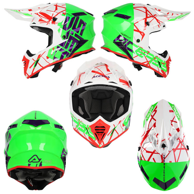 casque acerbis x track brillant vert blanc 2024 motocross