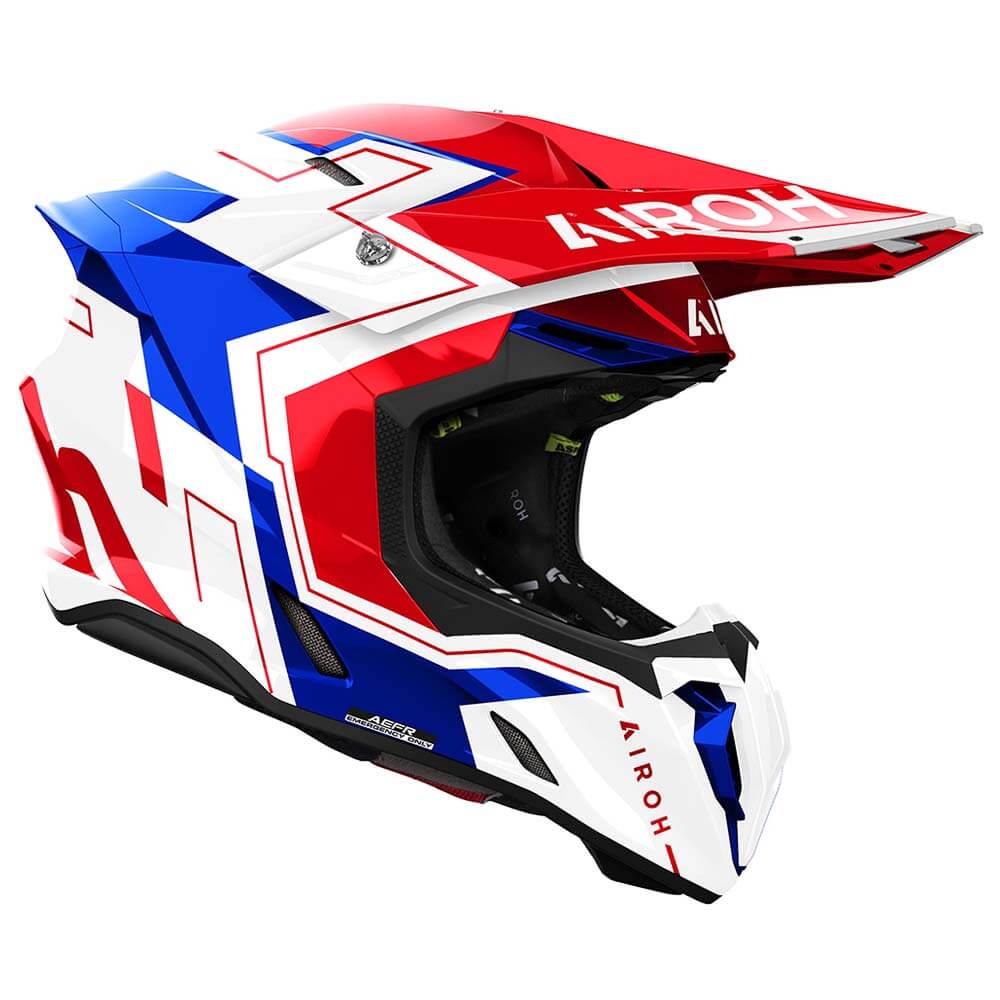 casque airoh dizzy bleu blanc rouge 2025 motocross
