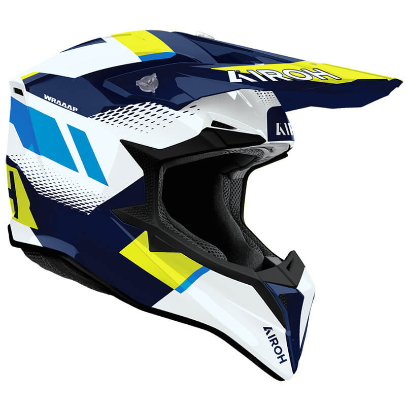 casque airoh wraaap vision bleu jaune cross