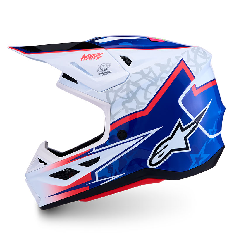 casque alpinestar s m7 blaster helmet blancbleu rouge cote3