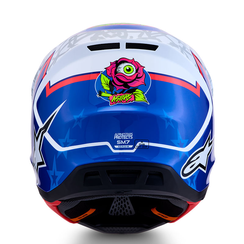 casque alpinestar s m7 blaster helmet blancbleu rouge dos