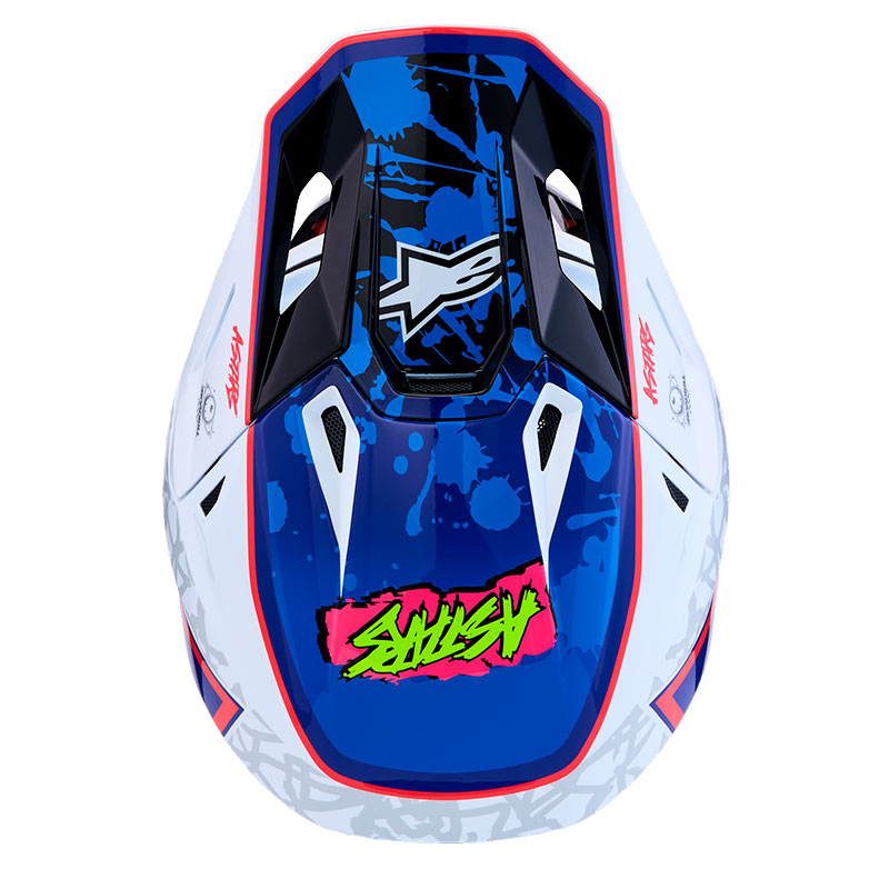 casque alpinestar s m7 blaster helmet blancbleu rouge haut