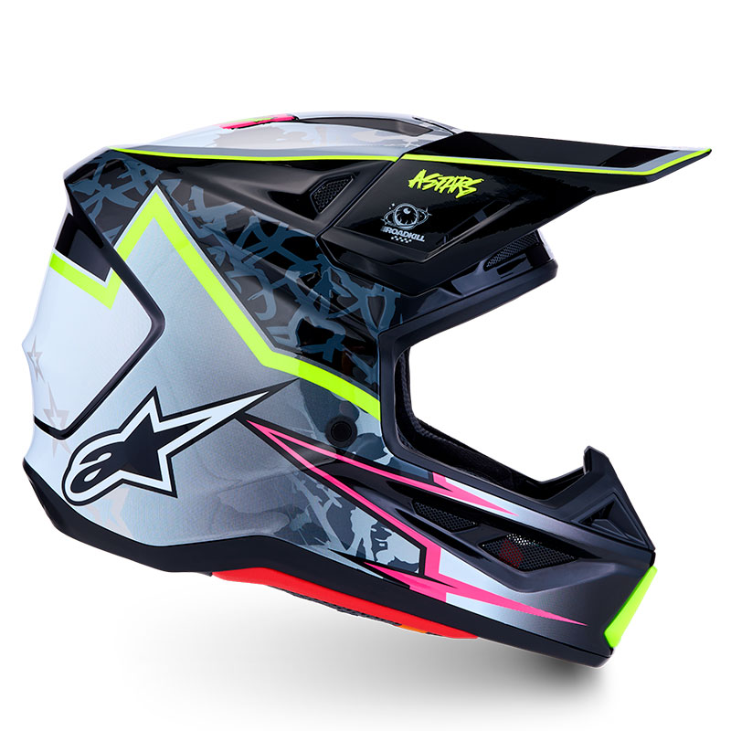 casque alpinestar s m7 blaster helmet noir gris jaune fluo blanc cote2
