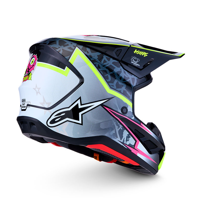 casque alpinestar s m7 blaster helmet noir gris jaune fluo blanc cote3