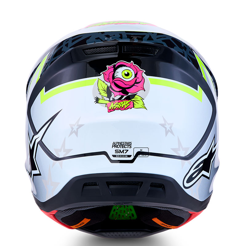 casque alpinestar s m7 blaster helmet noir gris jaune fluo blanc dos