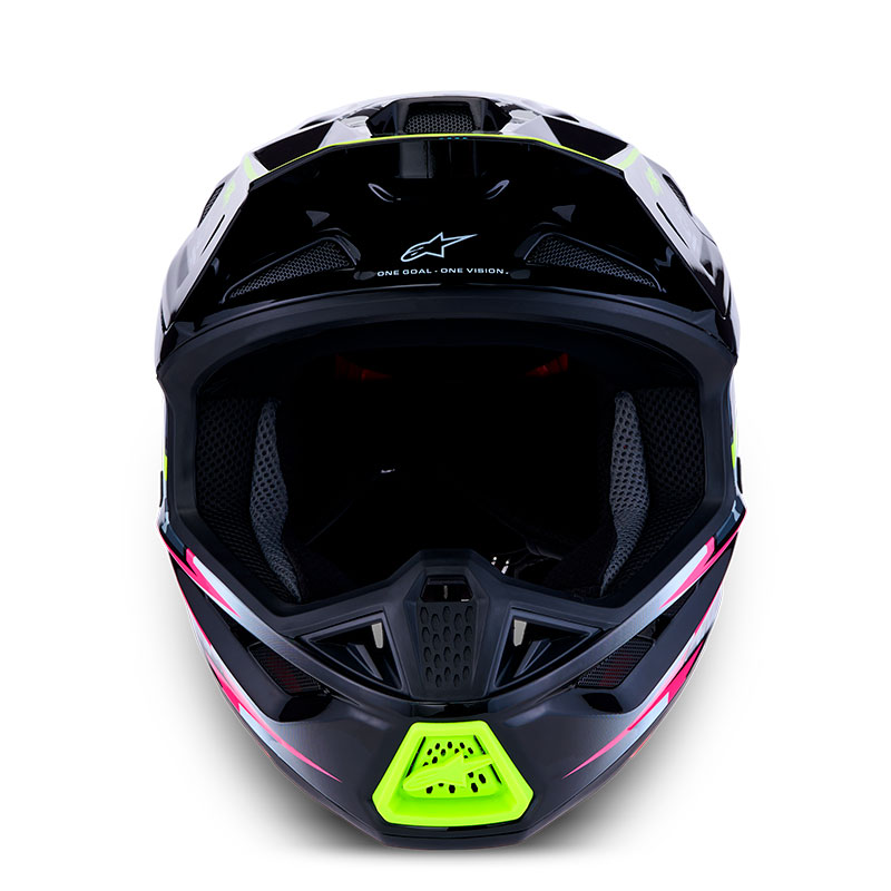 casque alpinestar s m7 blaster helmet noir gris jaune fluo blanc face