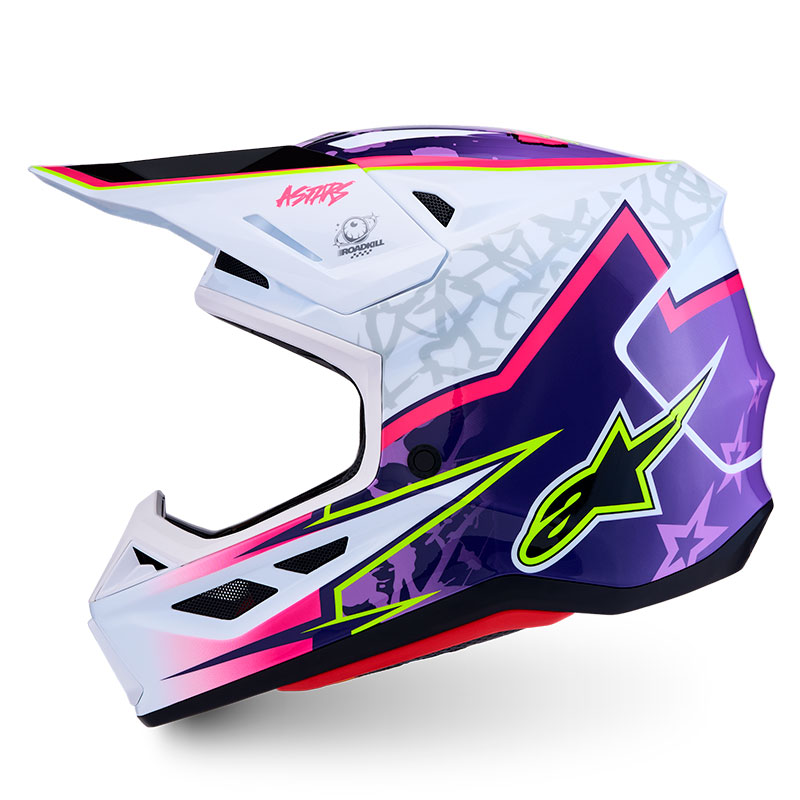 casque alpinestar s m7 blaster helmet violet blanc rose cote4