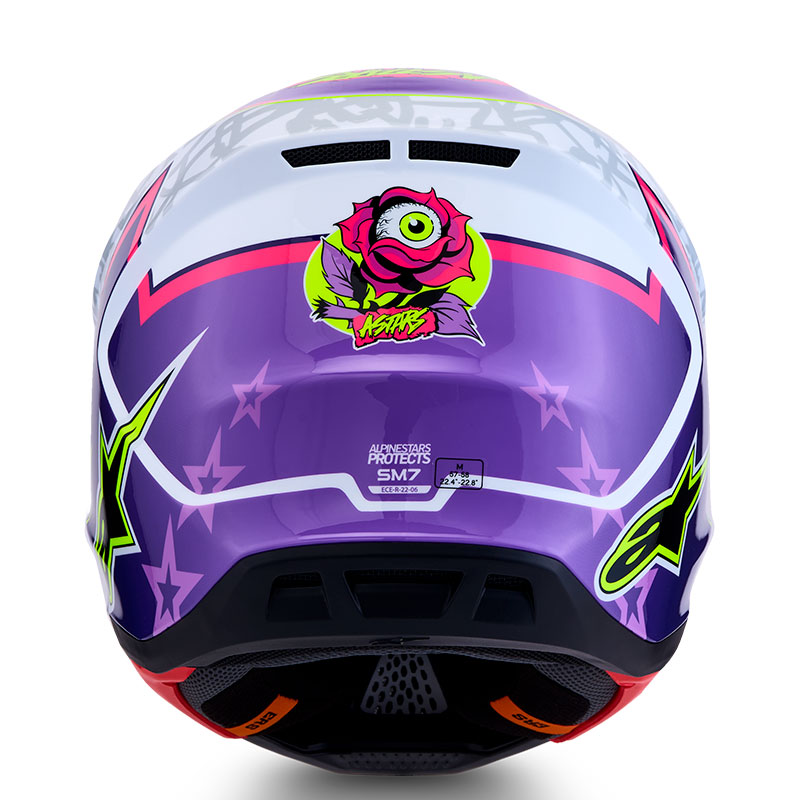 casque alpinestar s m7 blaster helmet violet blanc rose dos