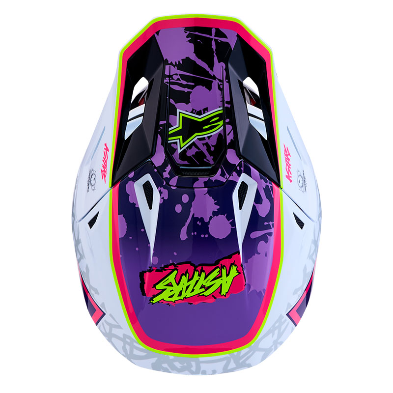 casque alpinestar s m7 blaster helmet violet blanc rose haut