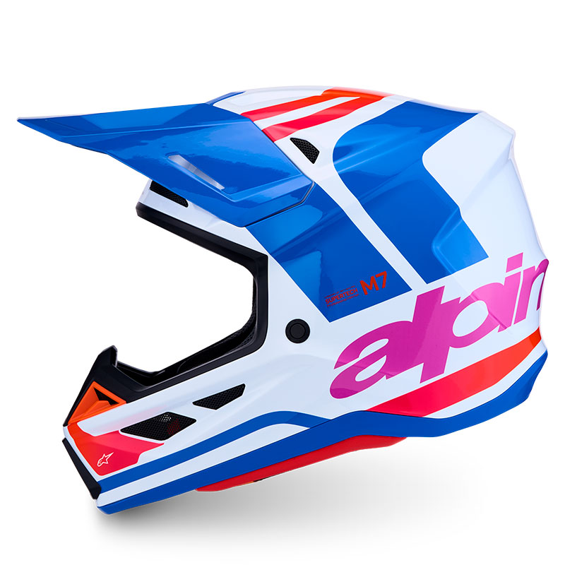 casque alpinestar s m7 core helmet rouge blanc bleu rose cote3pg