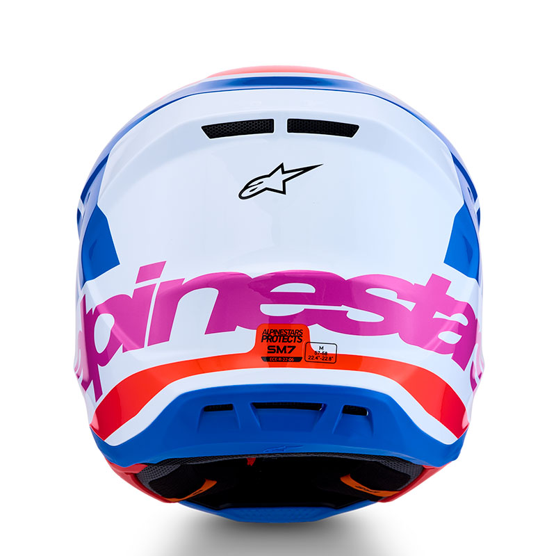 casque alpinestar s m7 core helmet rouge blanc bleu rose dos