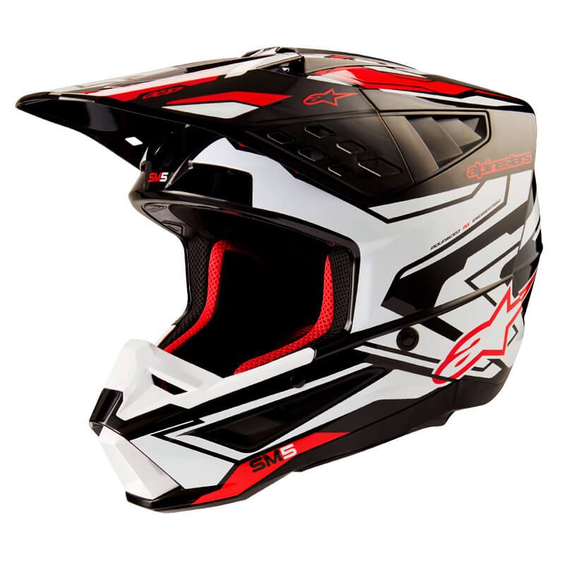 casque alpinestars sm5 action2 2024 noir blanc mx