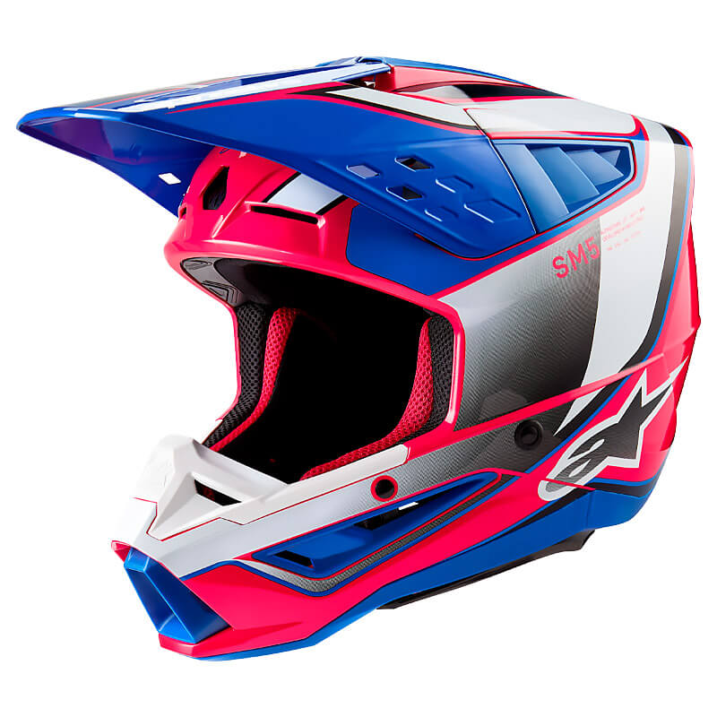 casque alpinestars sm5 sail 2024 rose bleu mx