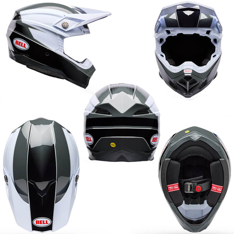 casque bell moto 10 falcon noir blanc cross