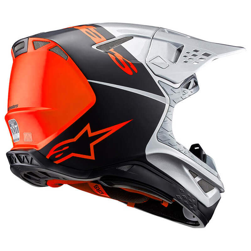 casque cross alpinestars sm10 flood 2024 argent orange enduro