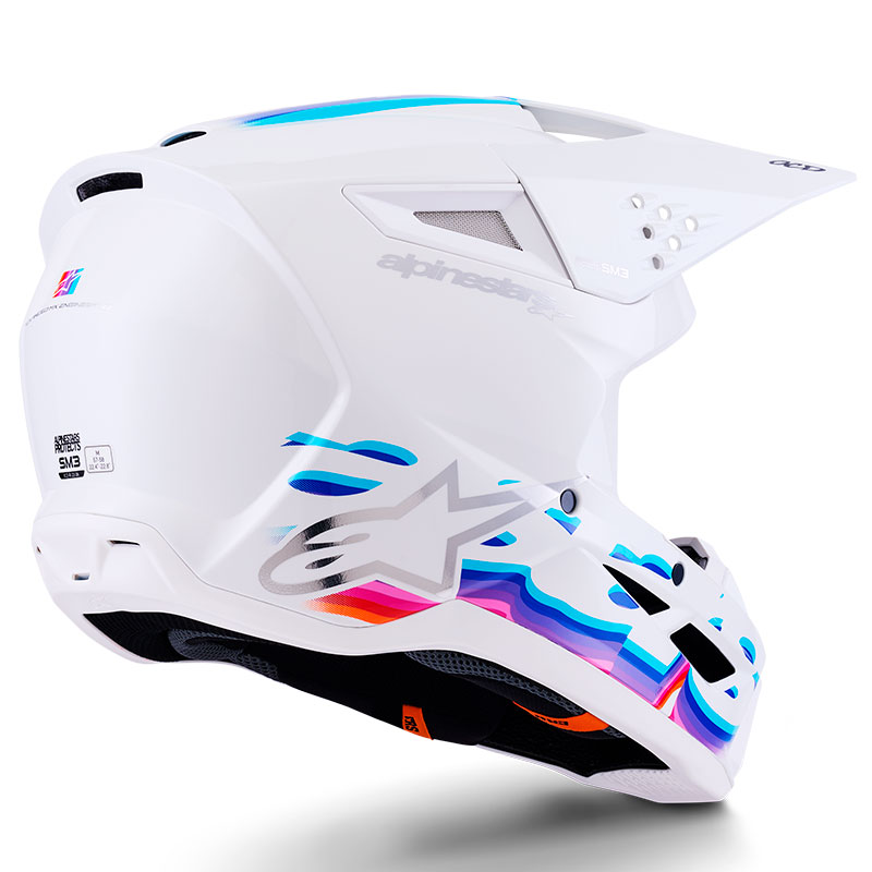 casque cross alpinestars sm3 2026 force blanc bleu enduro