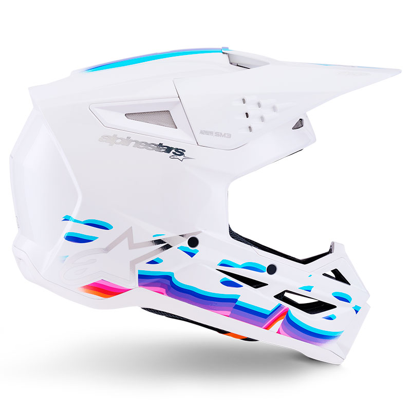 casque cross alpinestars sm3 2026 force blanc bleu supercross