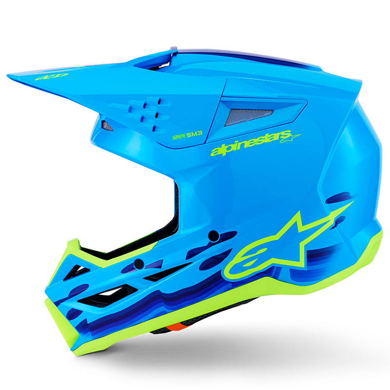 casque cross alpinestars sm3 2026 force bleu jaune fxmotors