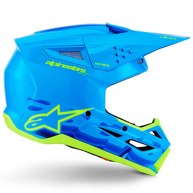 casque cross alpinestars sm3 2026 force bleu jaune supercross
