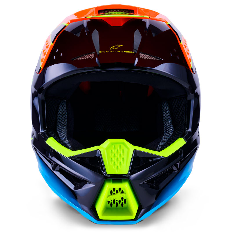 casque cross alpinestars sm3 2026 fray bleu orange jaunefluo enduro
