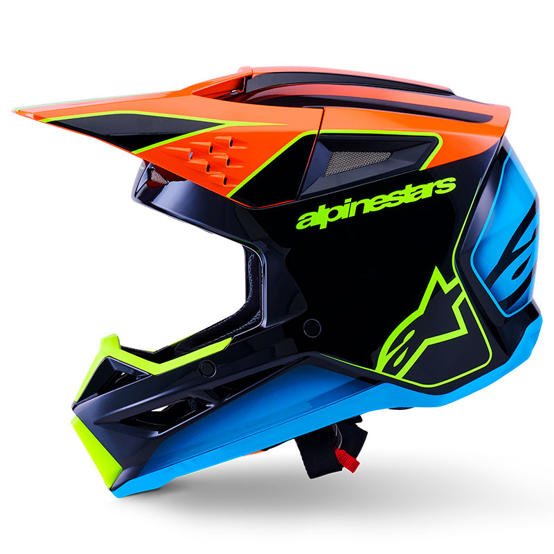 casque cross alpinestars sm3 2026 fray bleu orange jaunefluo fxmotors