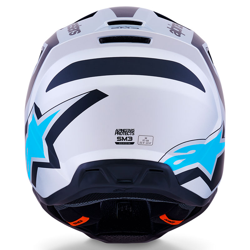 casque cross alpinestars sm3 2026 heat bleu blanc cyan offroad
