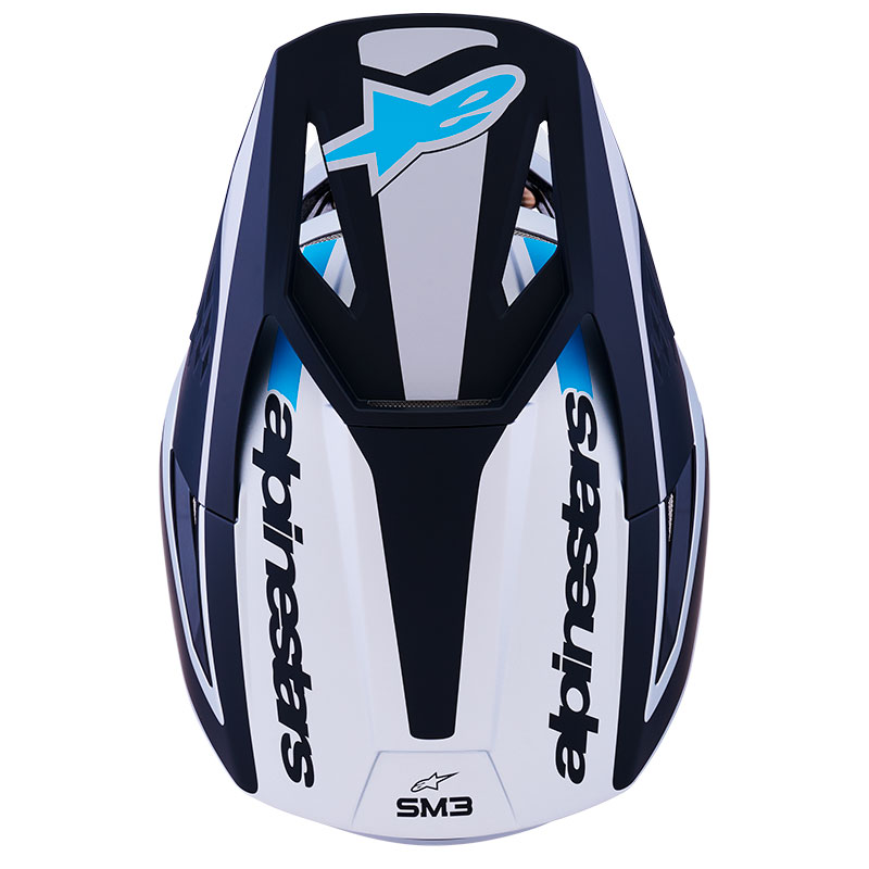 casque cross alpinestars sm3 2026 heat bleu blanc cyan trail