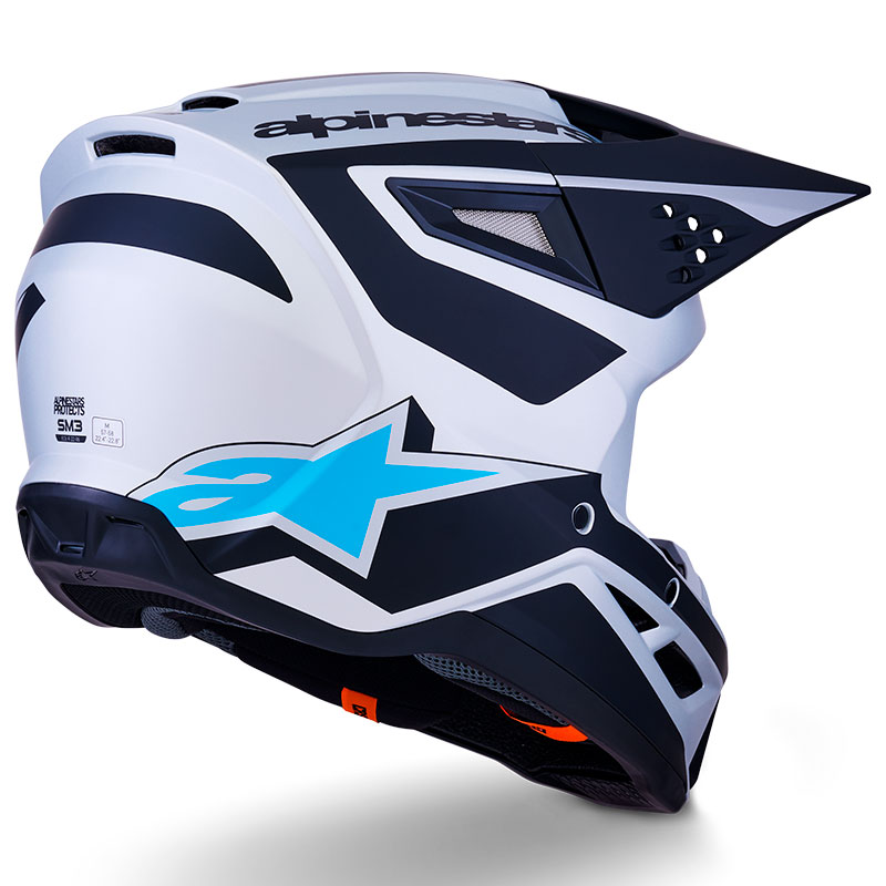 casque cross alpinestars sm3 2026 heat bleu blanc cyan