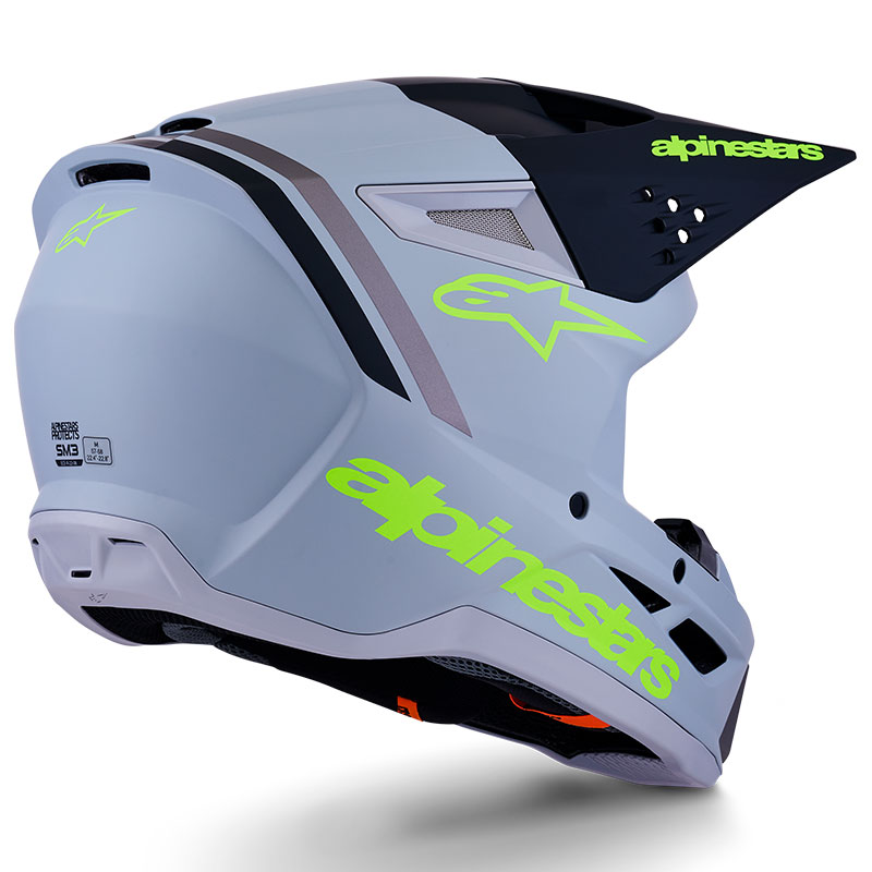 casque cross alpinestars sm3 2026 radium gris jaunefluo enduro