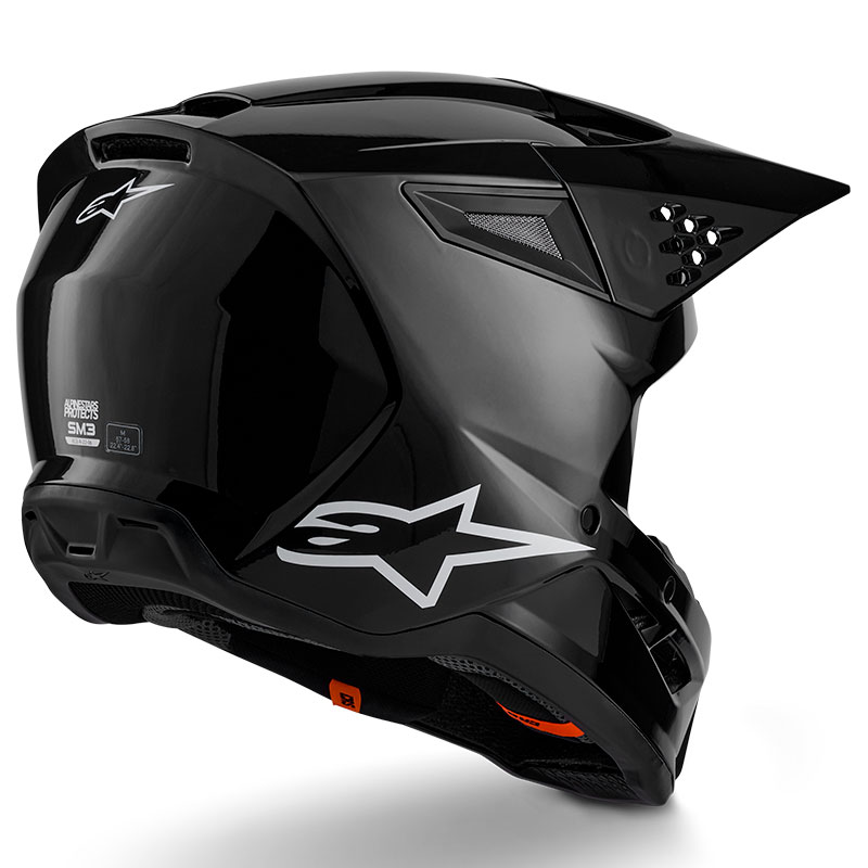 casque cross alpinestars sm3 2026 solid noir brillant
