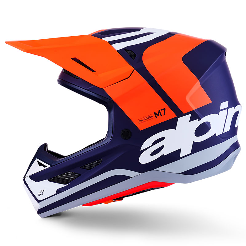 casque cross alpinestars sm7 2026 core bleu orange fxmotors
