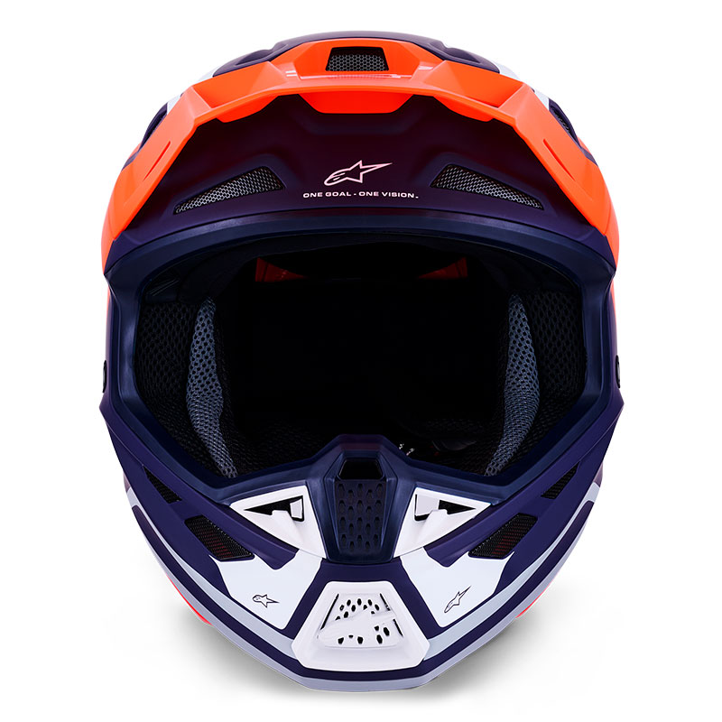 casque cross alpinestars sm7 2026 core bleu orange motocross