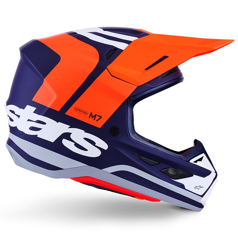 casque cross alpinestars sm7 2026 core bleu orange supercross